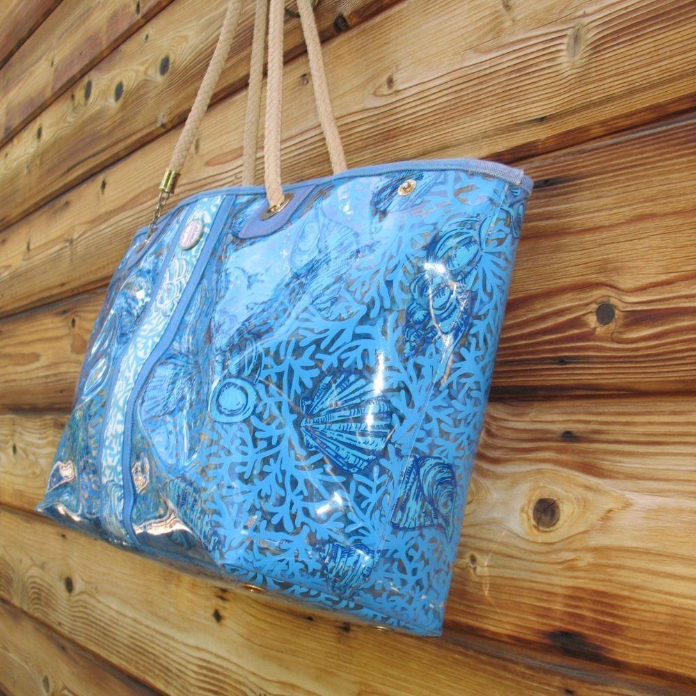 Lilly Pulitzer Large Pvs Seashell Print Tote Beac… - image 4